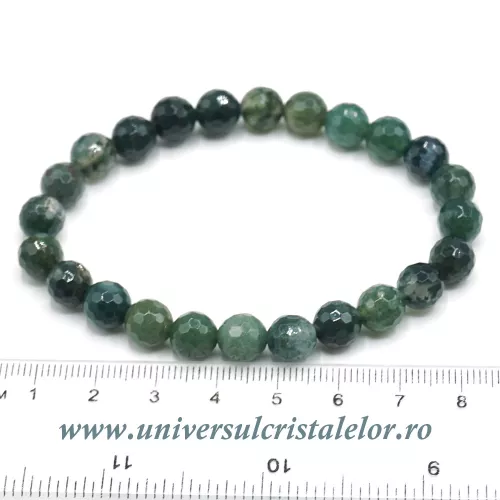 Bratara agat muschi rotund fatetat - 8 mm Bratara agat muschi rotund fatetat - 8 mm