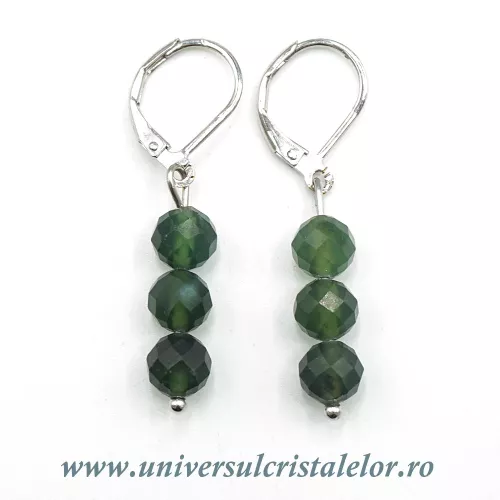 Cercei agat muschi rotund fatetat - 6 mm  Cercei agat muschi rotund fatetat - 6 mm