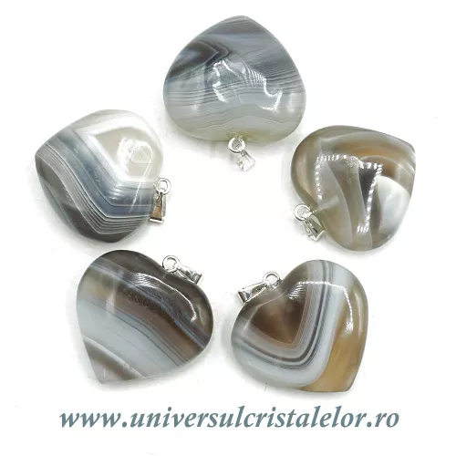 Pandantiv agat natural inima