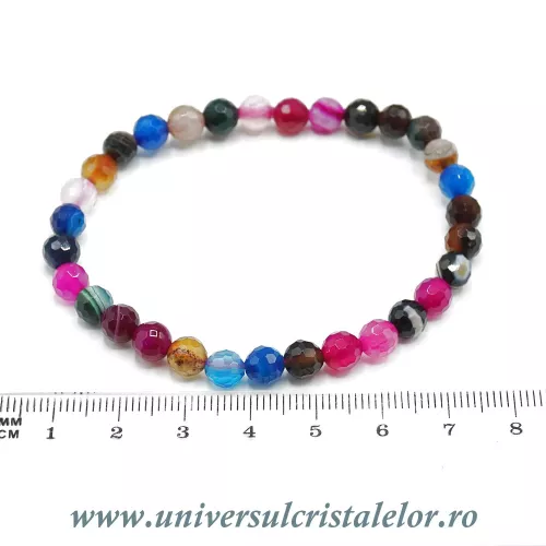Bratara agat mixt rotund fatetat - 6 mm Bratara agat mixt rotund fatetat - 6 mm