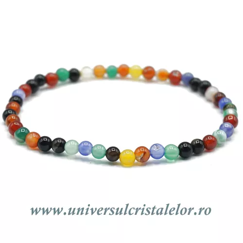 Bratara agat mixt rotund - 4 mm Bratara agat mixt rotund - 4 mm