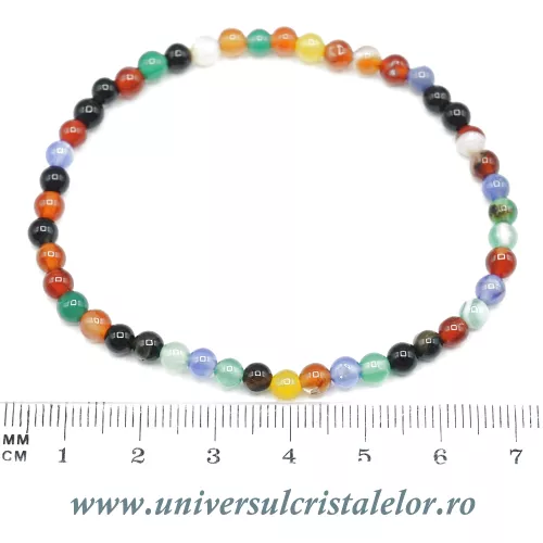 Bratara agat mixt rotund - 4 mm Bratara agat mixt rotund - 4 mm