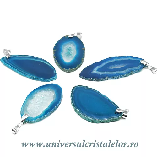 Pandantiv agat turcoaz felie