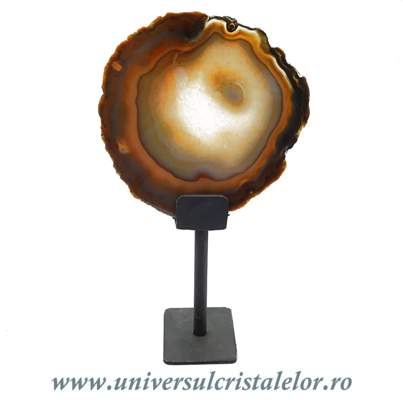 Felie agat natural pe suport de metal Felie agat natural pe suport de metal