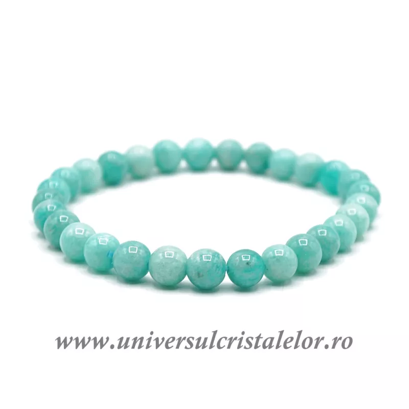 Bratara amazonit rotund fatetat - 6.5 mm