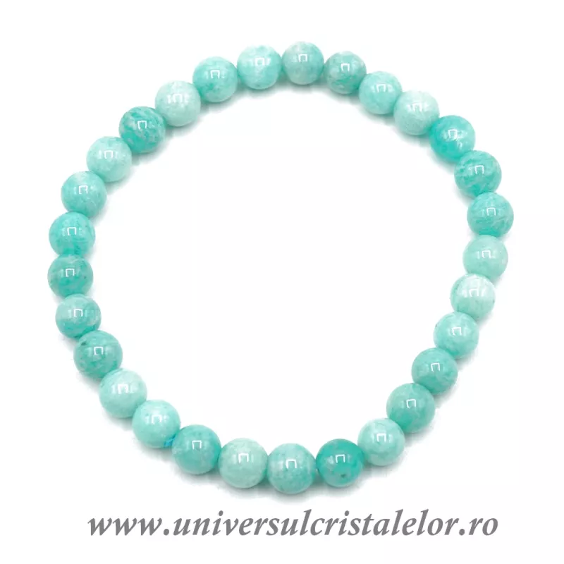 Bratara amazonit rotund fatetat - 6.5 mm