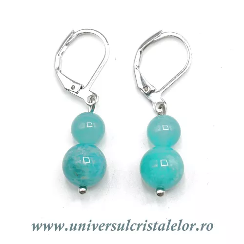 Cercei amazonit rotund-8mm m03 Cercei amazonit rotund-8mm m03