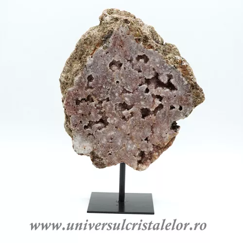 Ametist roz pe suport de metal mineral unicat m10