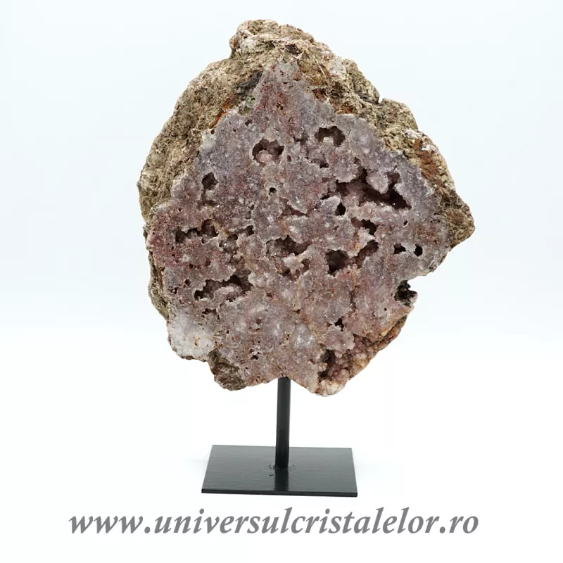 Ametist roz pe suport de metal mineral unicat m10