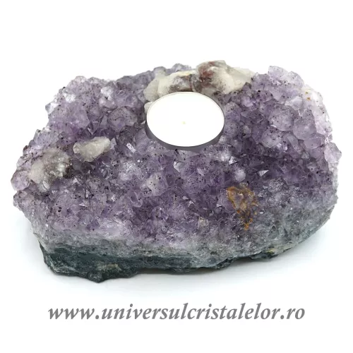 Suport lumanare ametist mineral unicat m02