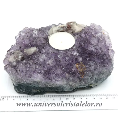 Suport lumanare ametist mineral unicat m02