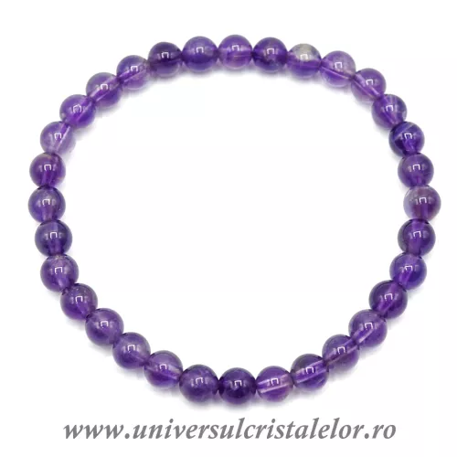 Bratara ametist rotund - 6 mm