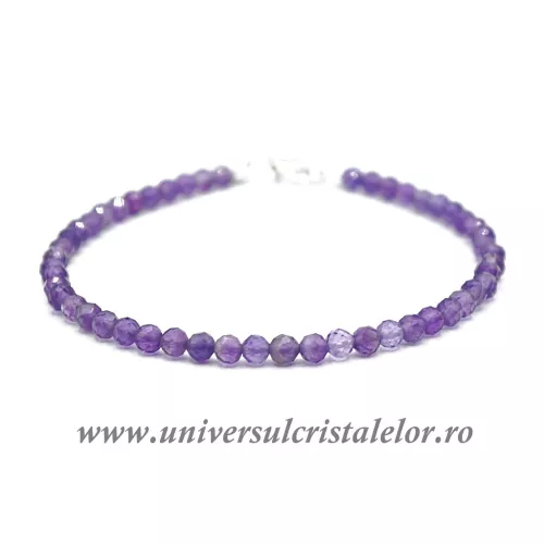 Bratara ametist rotund fatetat - 3,5 mm