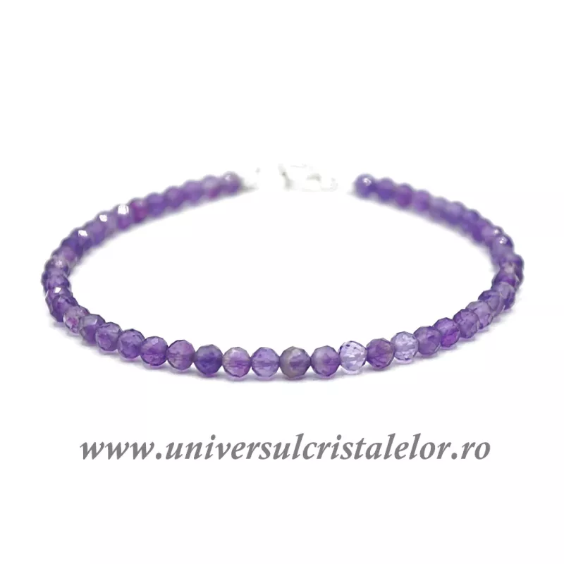 Bratara ametist rotund fatetat - 3,2 mm