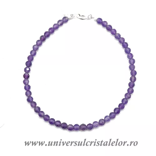 Bratara ametist rotund fatetat - 3,5 mm