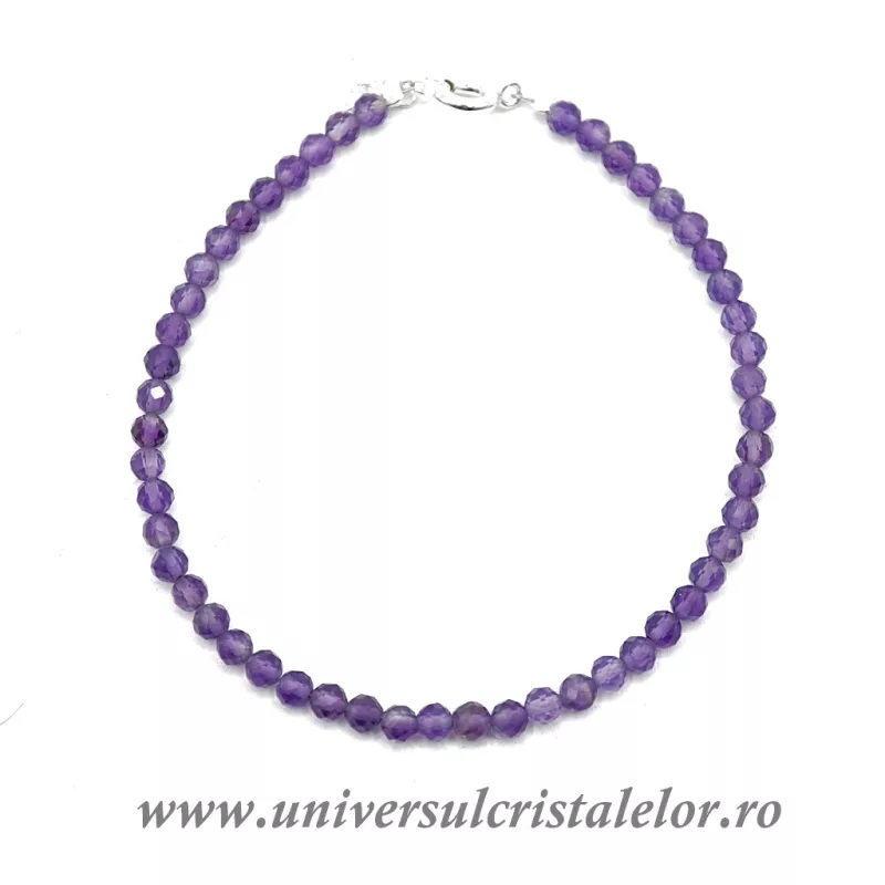 Bratara ametist rotund fatetat - 3,2 mm