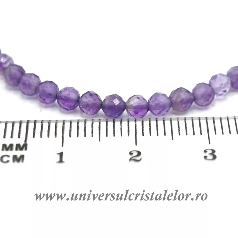 Bratara ametist rotund fatetat - 3,2 mm
