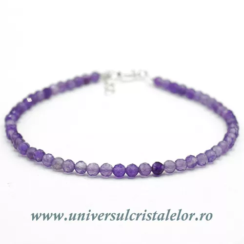 Bratara ametist rotund fatetat - 3,2 mm