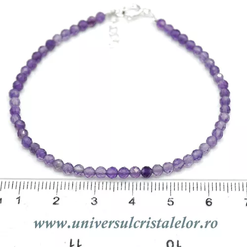Bratara ametist rotund fatetat - 3,2 mm