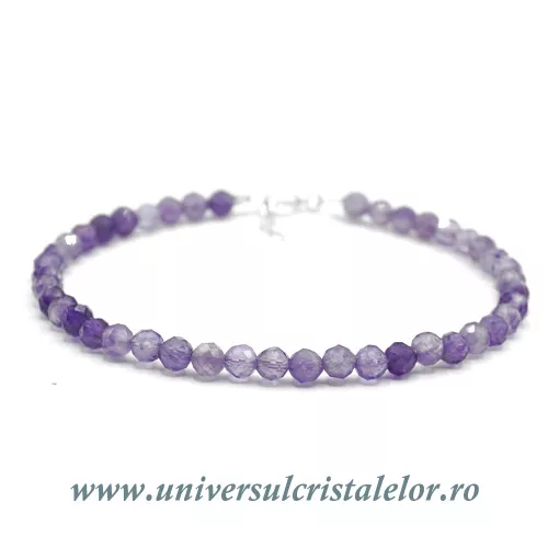 Bratara ametist rotund fatetat - 4,1 mm