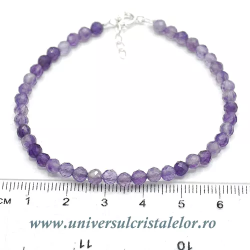 Bratara ametist rotund fatetat - 4,1 mm