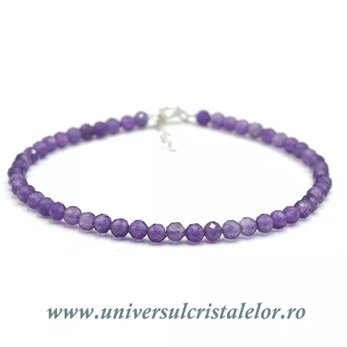Bratara ametist rotund fatetat - 3,6 mm