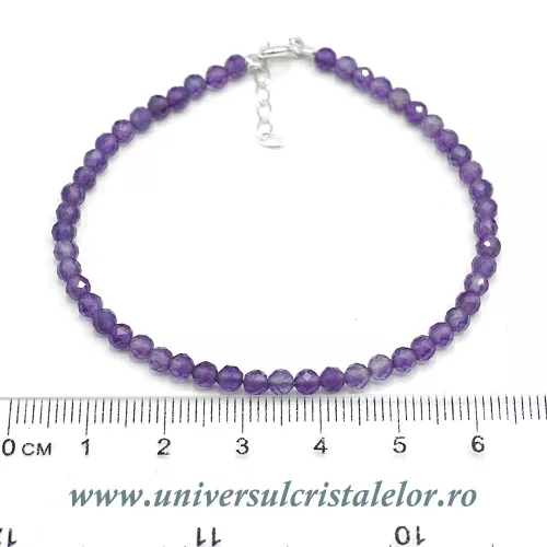 Bratara ametist rotund fatetat - 3,6 mm