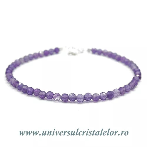 Bratara ametist rotund fatetat - 3,5 mm