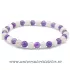 Bratara ametist si cuart roz rotund - 6 mm