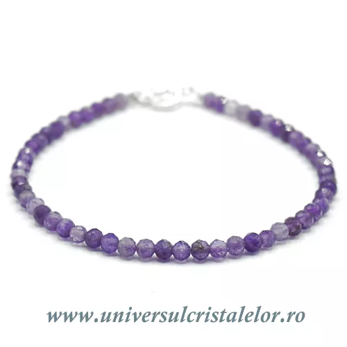 Bratara ametist rotund fatetat - 2,5 mm