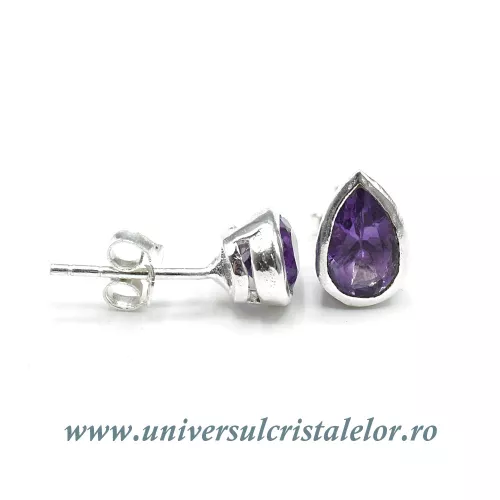 Cercei ametist lacrima fatetat - 6,5/9mm Cercei ametist lacrima fatetat - 6,5/9mm