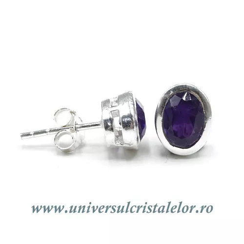 Cercei ametist oval fatetat -7/9 mm Cercei ametist oval fatetat -7/9 mm