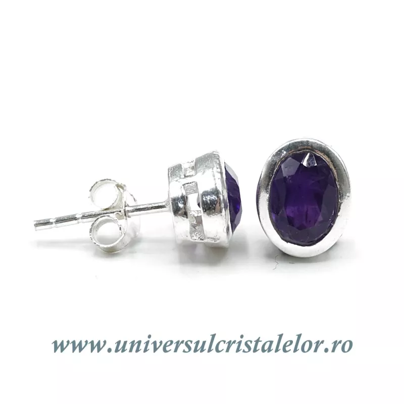 Cercei ametist oval fatetat -7/9 mm Cercei ametist oval fatetat -7/9 mm