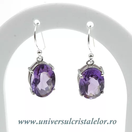 Cercei ametist oval fatetat - 10/13 mm Cercei ametist oval fatetat - 10/13 mm