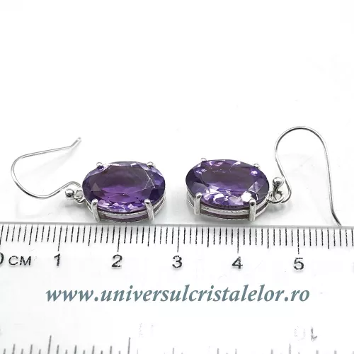 Cercei ametist oval fatetat - 10/13 mm Cercei ametist oval fatetat - 10/13 mm