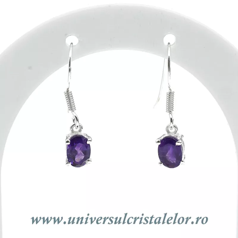 Cercei ametist oval fatetat- 5,5/7 mm Cercei ametist oval fatetat- 5,5/7 mm