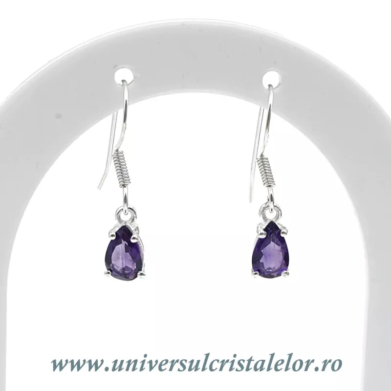 Cercei ametist lacrima fatetat -6/8 mm Cercei ametist lacrima fatetat -6/8 mm