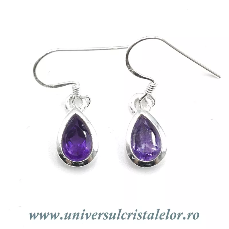 Cercei ametist lacrima fatetat - 7/10mm Cercei ametist lacrima fatetat - 7/10mm
