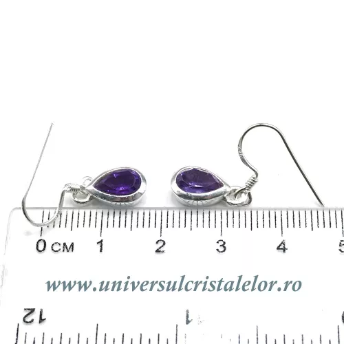 Cercei ametist lacrima fatetat - 7/10mm Cercei ametist lacrima fatetat - 7/10mm