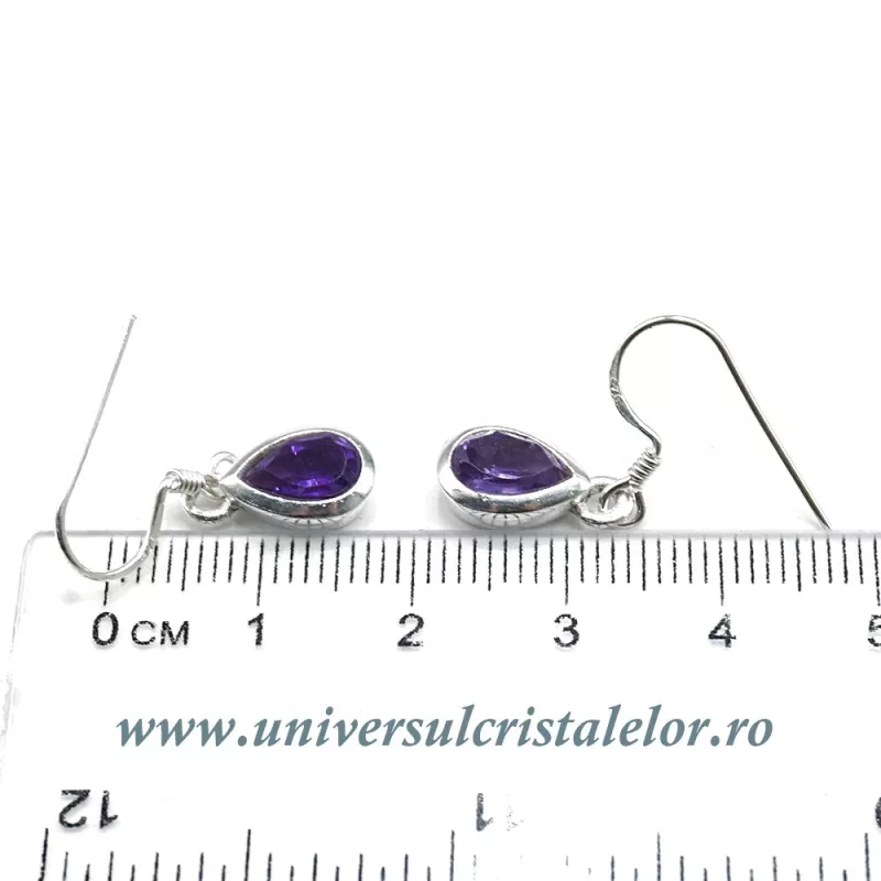 Cercei ametist lacrima fatetat - 7/10mm Cercei ametist lacrima fatetat - 7/10mm