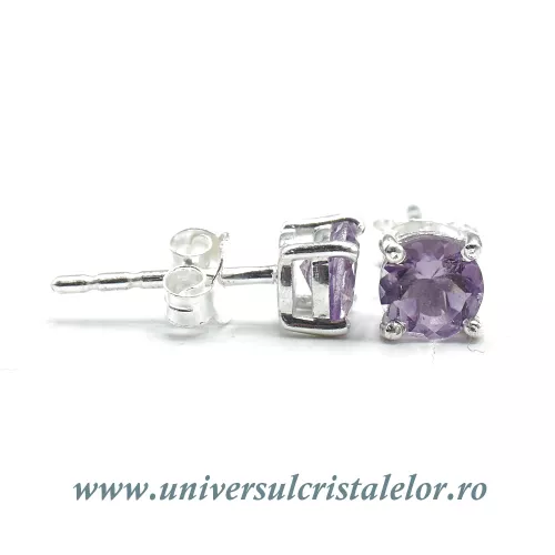 Cercei ametist rotund fatetat tip surub (studs) Cercei ametist rotund fatetat tip surub (studs)