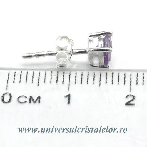 Cercei ametist rotund fatetat tip surub (studs) Cercei ametist rotund fatetat tip surub (studs)