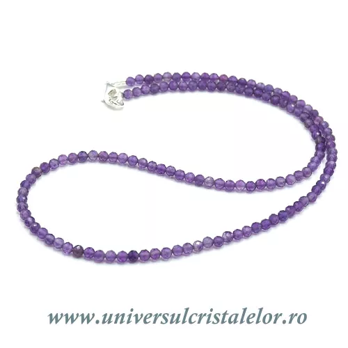 Colier ametist rotund fatetat - 3,6 mm Colier ametist rotund fatetat - 3,6 mm