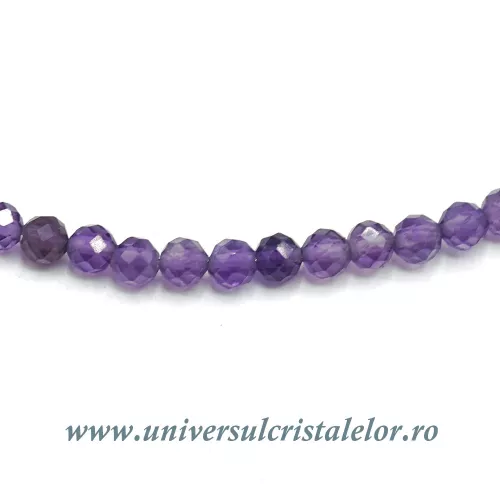 Colier ametist rotund fatetat - 3,6 mm Colier ametist rotund fatetat - 3,6 mm