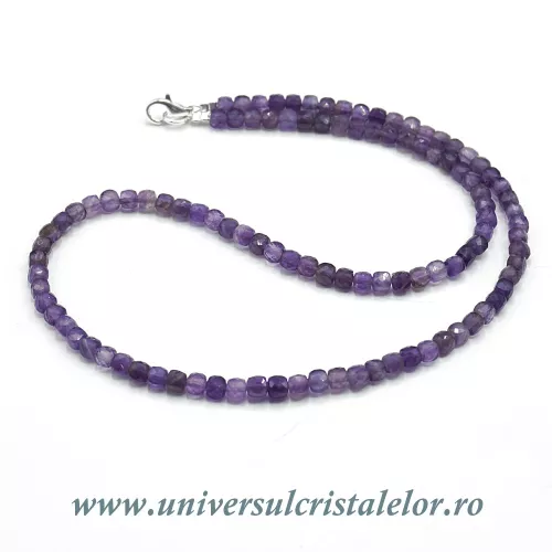 Colier ametist cub fatetat - 4,3mm Colier ametist cub fatetat - 4,3mm