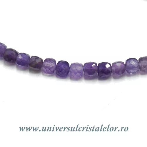 Colier ametist cub fatetat - 4,3mm Colier ametist cub fatetat - 4,3mm