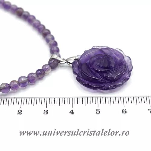 Colier cu pandantiv ametist floare 