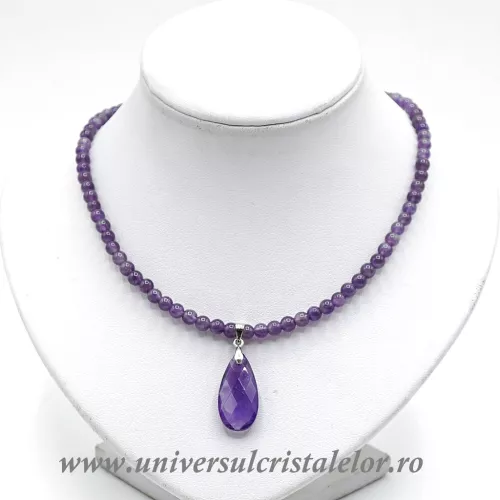 Colier cu pandantiv ametist lacrima