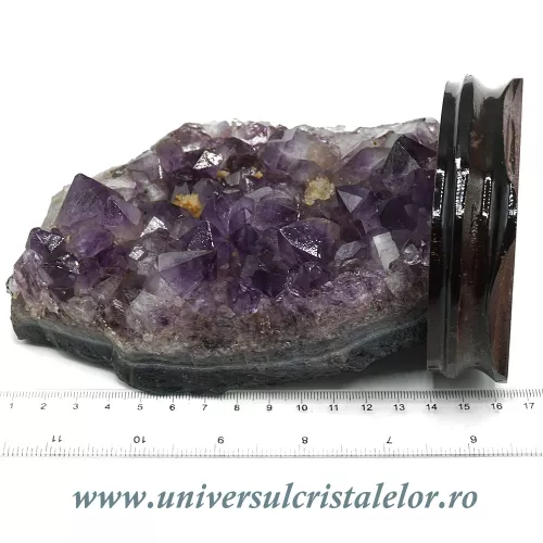 Ametist pe suport de lemn mineral unicat m03