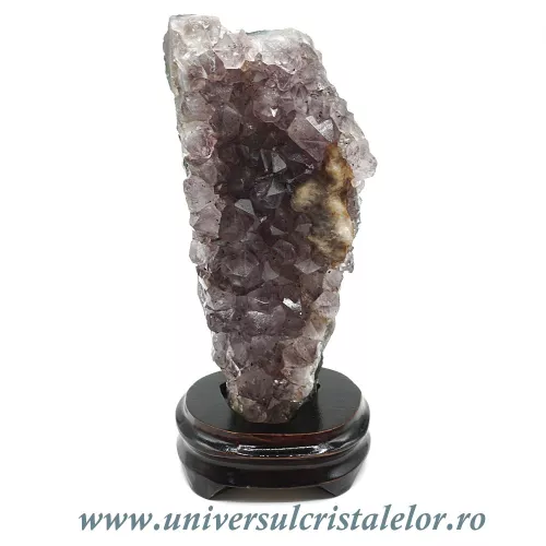 Ametist pe suport de lemn mineral unicat m02